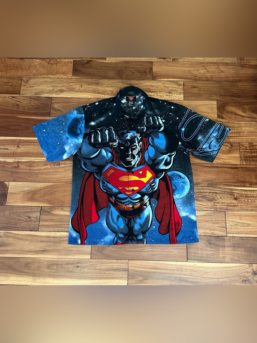Vintage Superman All Over Print Shirt DC Comics L